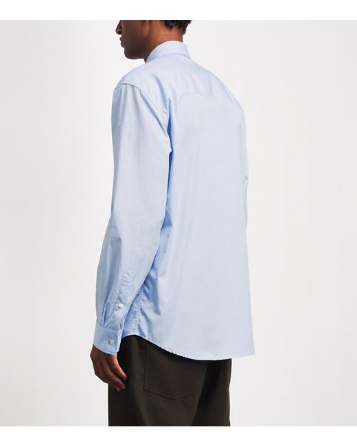 Dries Van Noten Blue Cotton Integrated-Tie Shirt for men