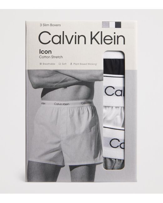 Calvin Klein Blue Cotton Stretch Slim Icon Boxers for men