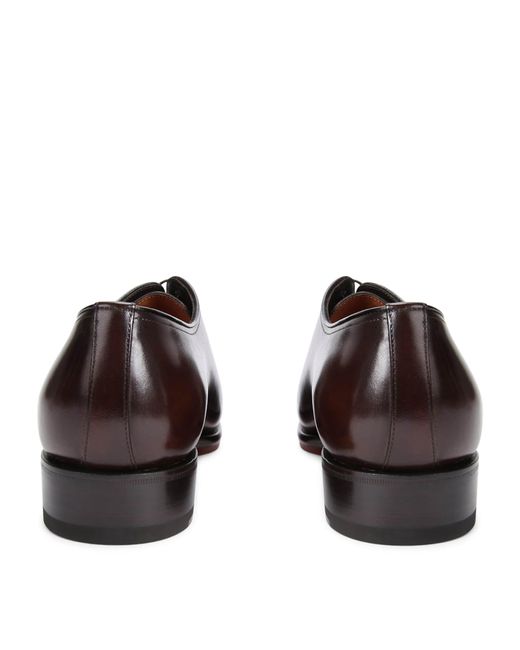 Santoni Brown Leather Carter Oxford Shoes for men