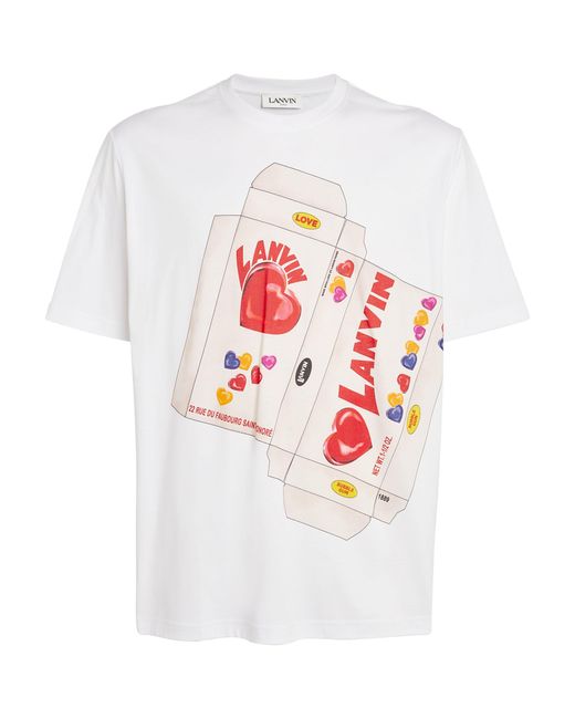 Lanvin White Bonbon Print T-shirt for men