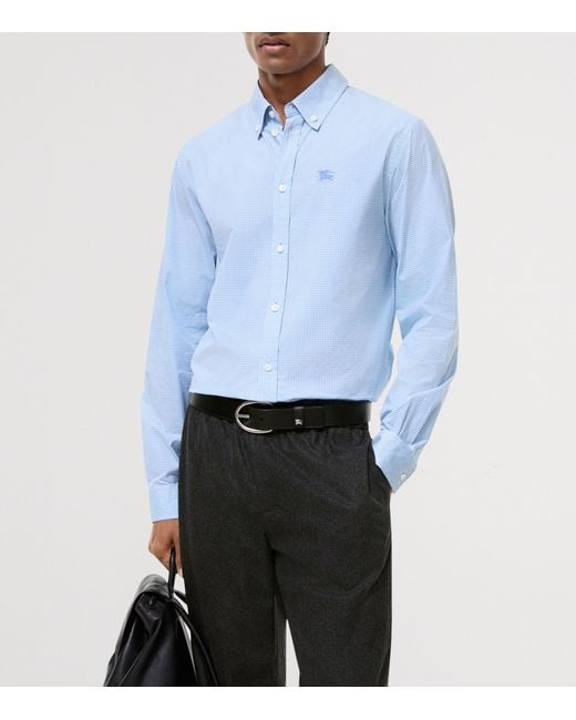 Burberry Blue Cotton Gingham Ekd Shirt for men