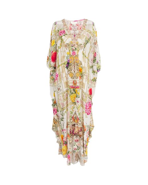 Camilla Metallic Silk Floral Kaftan
