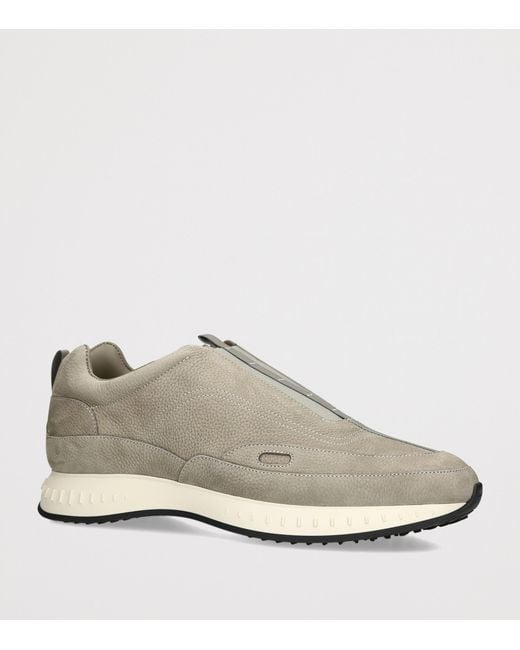 John Lobb Green Leather Stream Laced Sneakers for men