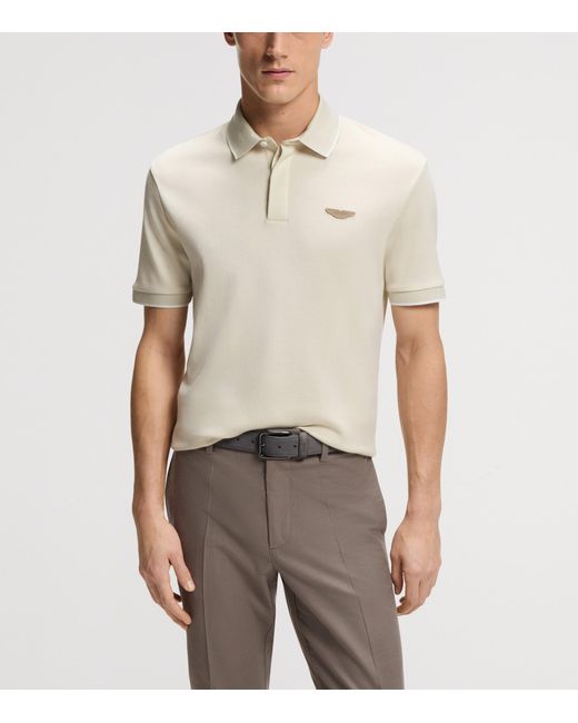 Boss White X Aston Martin Cotton-Wool Polo Shirt for men