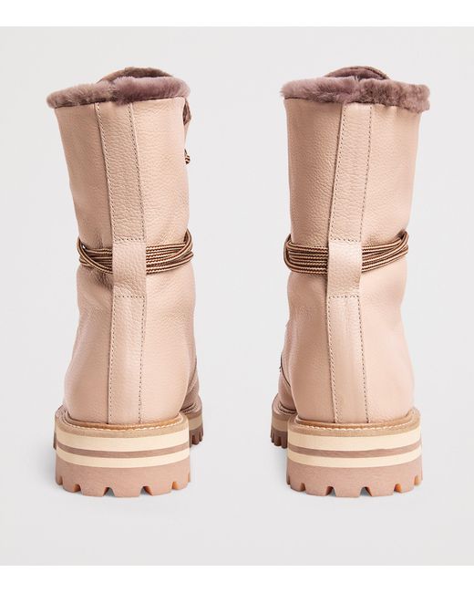 Eleventy Brown Leather Lace-Up Boots
