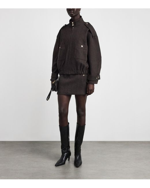 Maje Black Wool-Blend Oversized Jacket