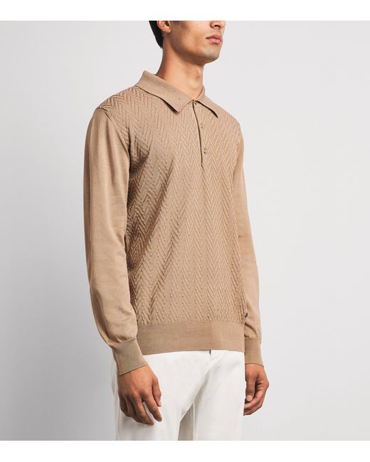 Eton of Sweden Natural Cotton Chevron-Knit Polo Sweater for men