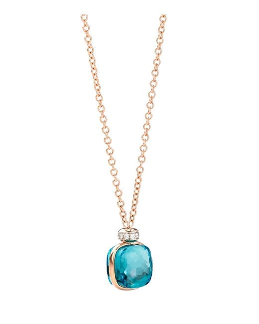 Pomellato Blue Mixed, Topaz And Diamond Nudo Necklace
