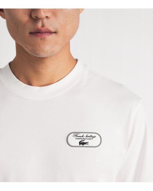 Lacoste White Ultra Dry Tennis Heritage Graphic T-Shirt for men