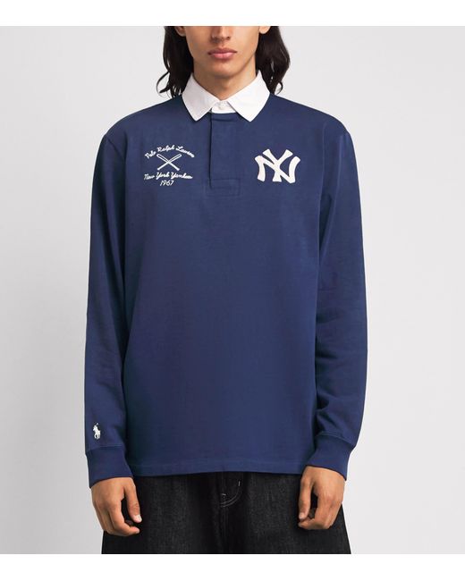 Polo Ralph Lauren Blue X Yankees Cotton Rugby Polo Shirt for men