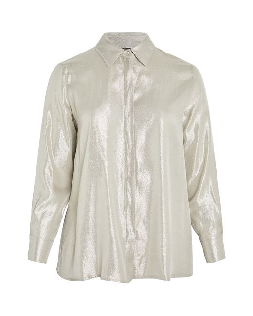 Marina Rinaldi White Metallic Button-down Shirt