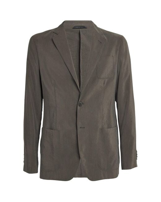 Giorgio Armani Gray Silk-Blend Upton Blazer for men