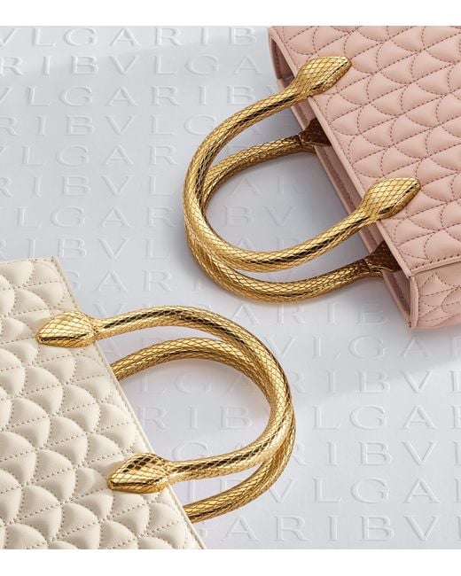 BVLGARI Natural Leather Serpentine Duo Top-Handle Bag