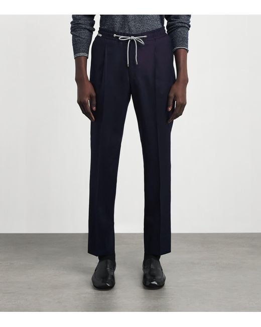 Corneliani Blue Virgin Wool Drawstring Trousers for men