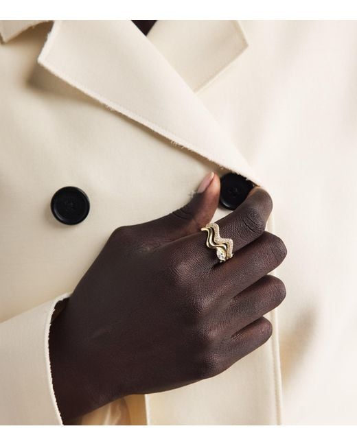 SHAY Natural And Diamond Marquise Wave Ring