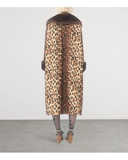 Valentino Brown Wool Leopard Print Coat