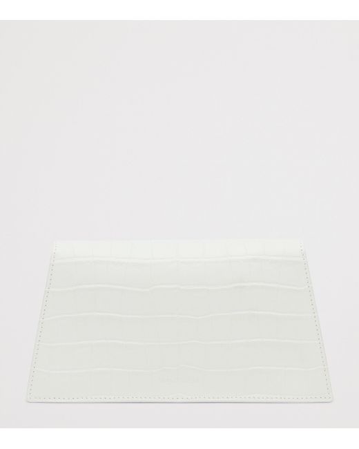 McQueen White Mini Croc-Embossed Skull Shoulder Bag