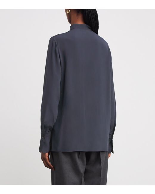 Eleventy Blue Silk Button-Up Tunic Shirt