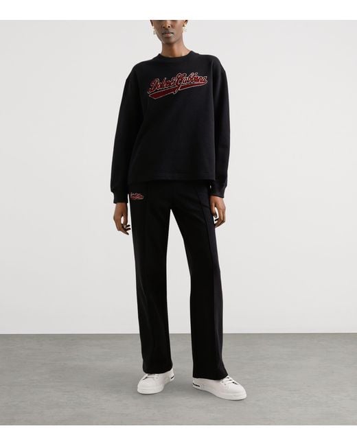 Dolce & Gabbana Black Cotton Logo Sweatpants