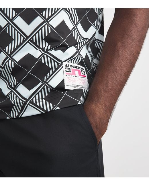 J.Lindeberg Black 30Y Tour Tech Argyle Polo Shirt for men