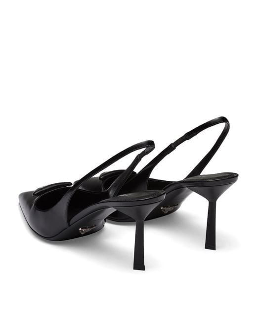 Prada Black Brushed Leather Slingbacks 75