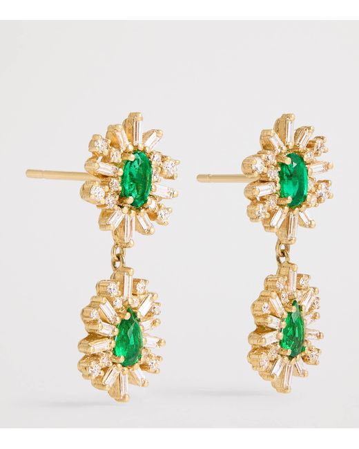 Suzanne Kalan Green Diamond And Emerald One Of A Kind Drop Earrings