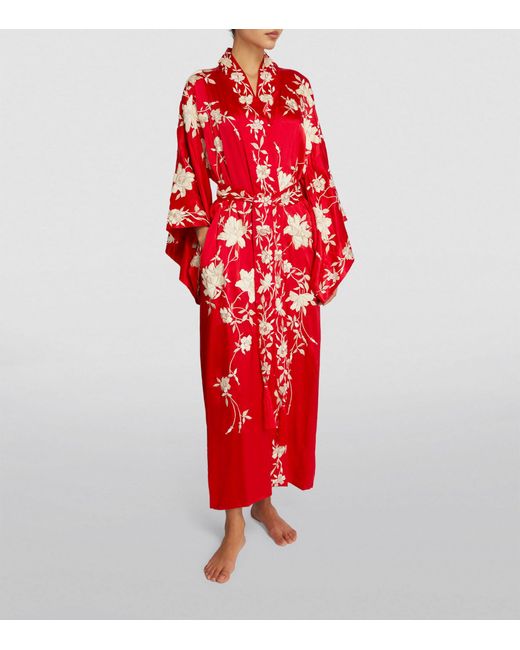 Natori Silk Embroidered Kimono Robe