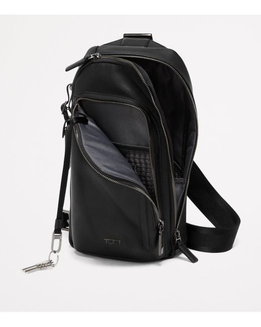 Tumi Black Leather Harrison Cross-Body Bag for men