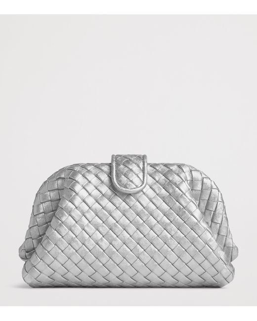Bottega Veneta Gray Small Leather Lauren 1980 Clutch Bag