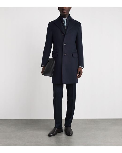 Corneliani Blue Virgin Wool Overcoat for men