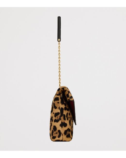 Saint Laurent Metallic Cassandre Envelope Leopard Chain Wallet