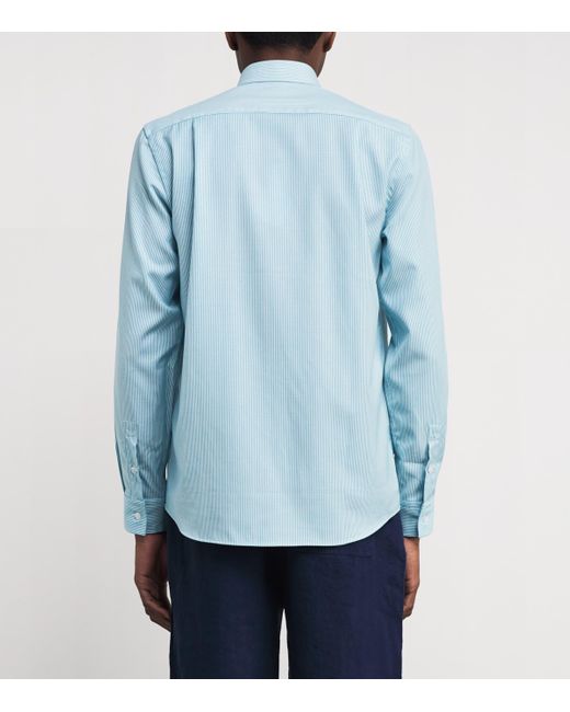 Vilebrequin Blue Wool-Blend Stripe Rayures Shirt for men