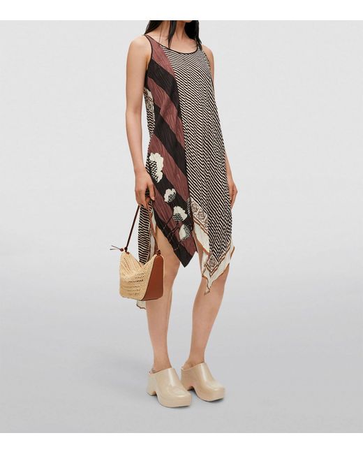 Loewe Brown X Paula's Ibiza Striped Asymmetric Mini Dress