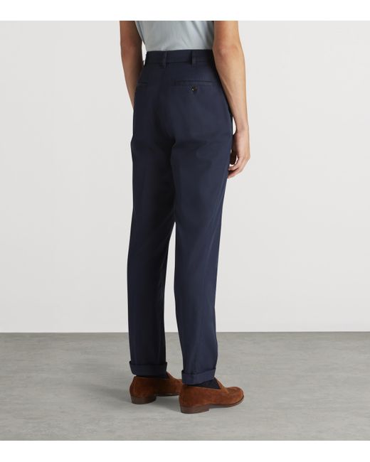 Dunhill Blue Cotton Gabardine Chinos for men