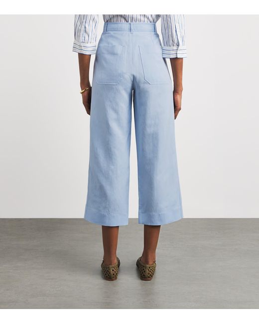 ME+EM Blue Straight Cropped Trousers