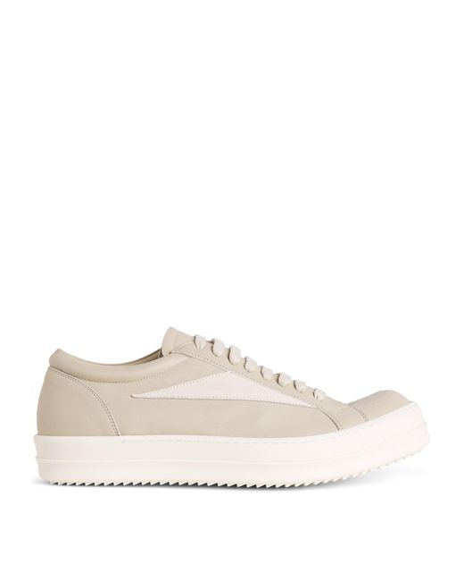 Rick Owens Red Tumbled Lambskin Vintage Sneakers for men