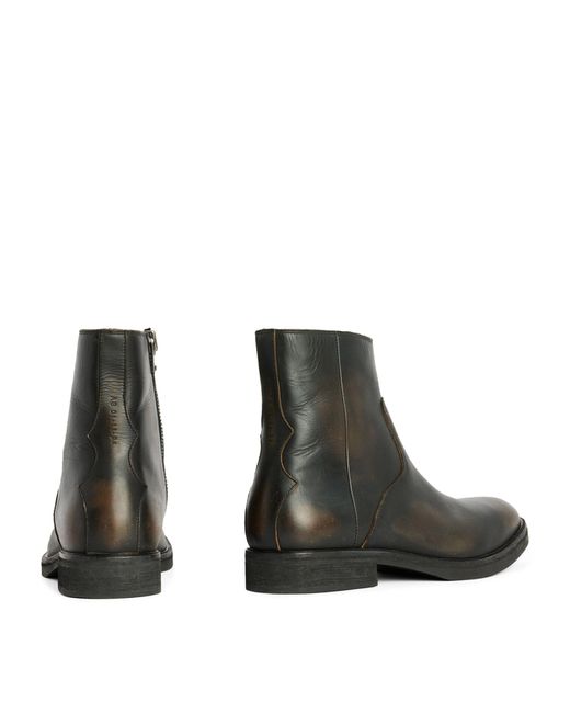 AllSaints Brown Leather Lang Boots for men