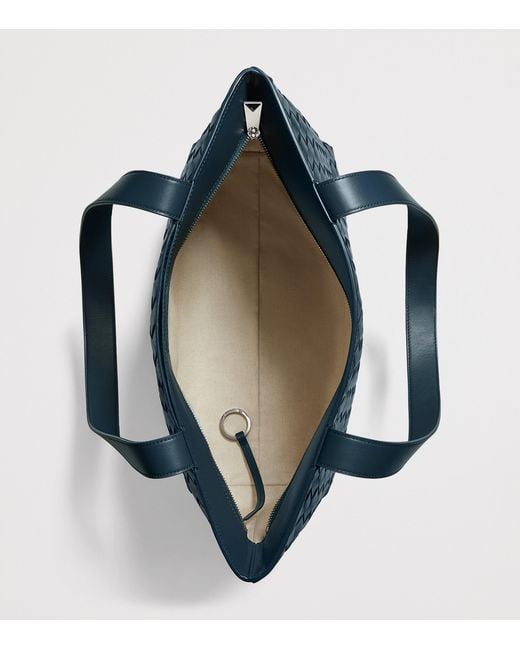Bottega Veneta Blue Zipped Intrecciato Tote Bag for men