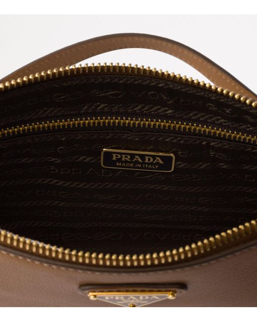 Prada Brown Leather Triangle Pouch