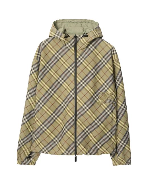 Burberry Green Reversible Check Hooded Jacket for men