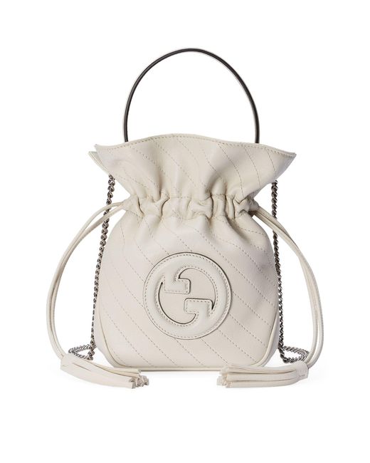 Gucci White Mini Leather Blondie Bucket Bag