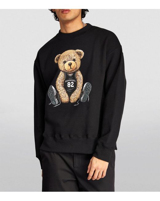 DOMREBEL Black Cotton Basketball Bear Sweatshirt for men