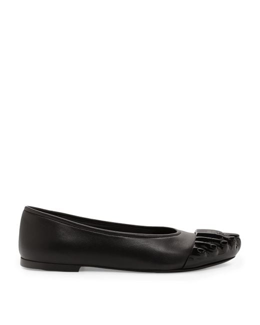 Schiaparelli Black Leather Moulded Ballet Flats