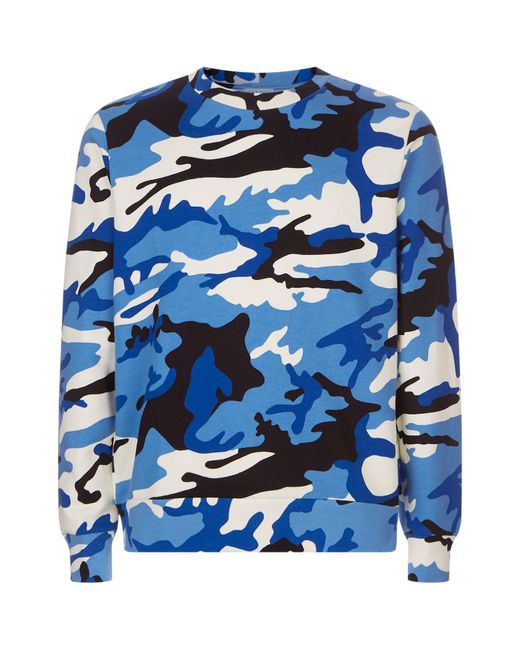 Sandro Camouflage Print Sweater in Blue for Men | Lyst