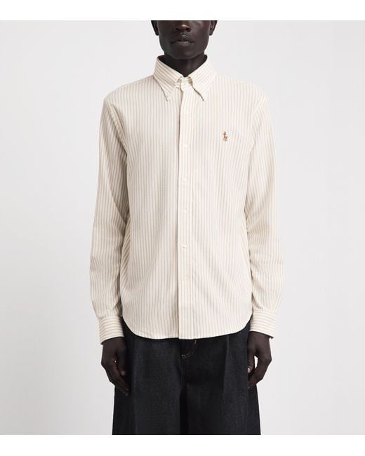 Polo Ralph Lauren White Cotton Mesh Stripe Oxford Shirt for men