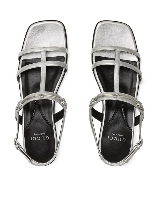 Gucci White Leather Horsebit Sandals