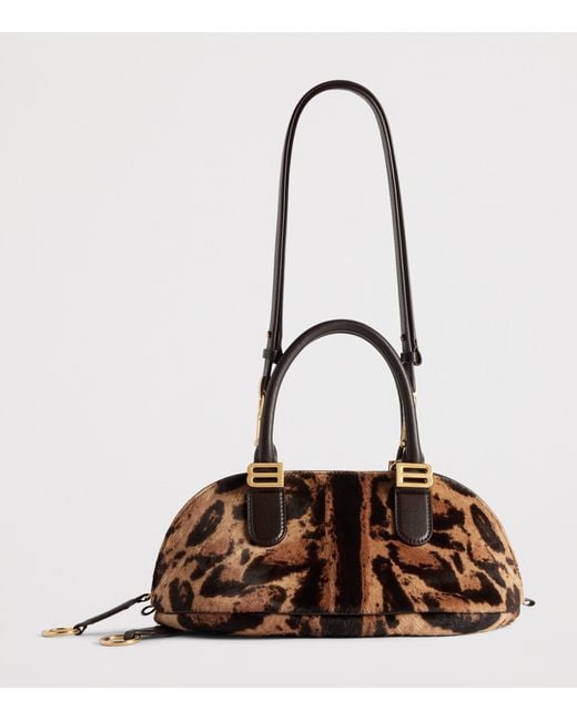 Balenciaga Brown Mini Leather Bolero Bowling Bag