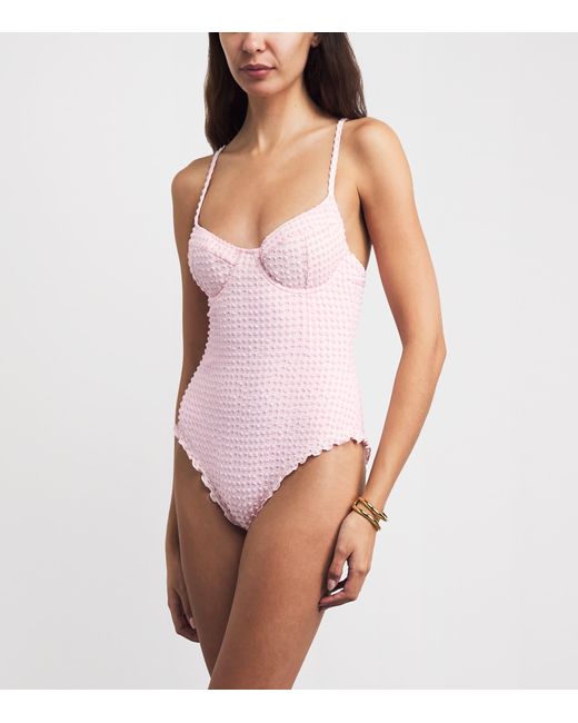 Jonathan Simkhai Pink Gingham Suni Swimsuit