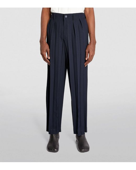 Homme Plissé Issey Miyake Blue Wide-pleat Straight Trousers for men