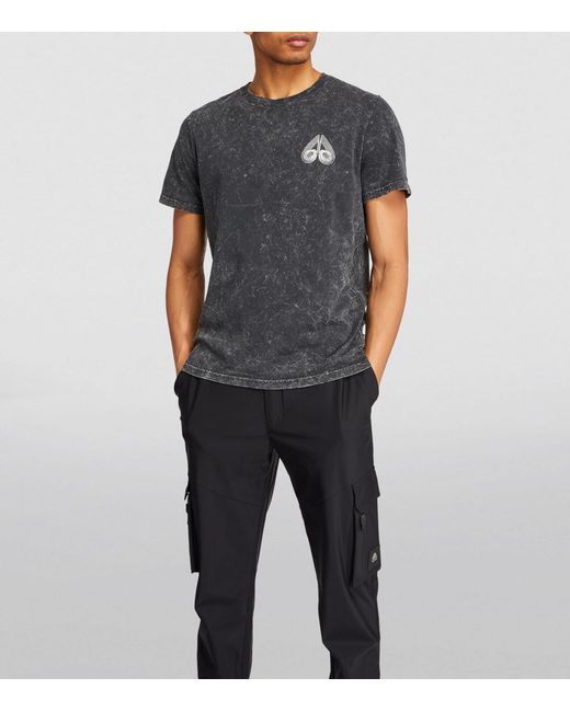 Moose Knuckles Black Geometric Logo T-shirt for men